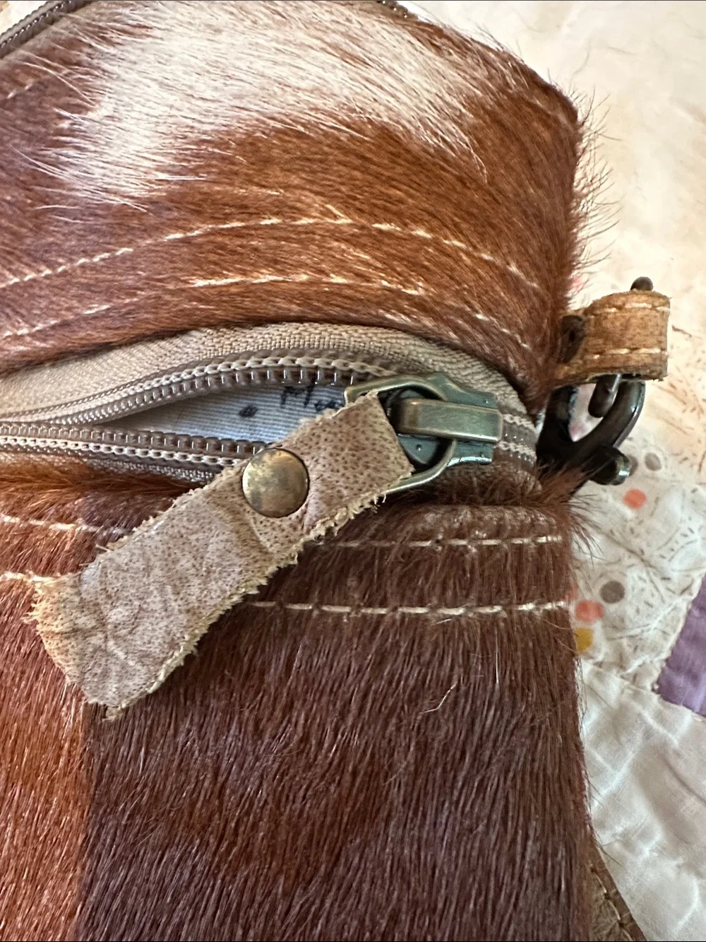 Myra Bag Brown and White Cowhide Crossbody